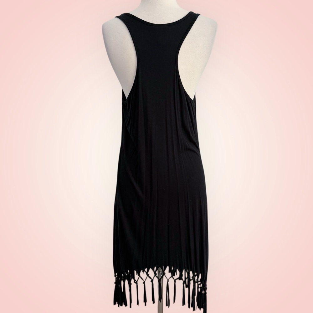 LASCANA for Venus Fringe Hem Beach Dress Women’s Size 8 Black NWT - Picture 7 of 12
